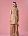 Mohey Women Fawn Silk Sharara Suit with Stone Work