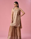 Mohey Women Fawn Silk Sharara Suit with Stone Work