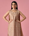 Mohey Women Fawn Silk Sharara Suit with Stone Work