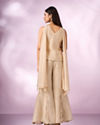 Mohey Women Cream Tissue Palazzo Suit with Cutdana Work