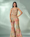 Mohey Women Green Chinon Indo Western Top with Palazzo and Dupatta