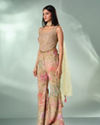 Mohey Women Green Chinon Indo Western Top with Palazzo and Dupatta