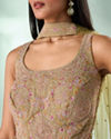 Mohey Women Green Chinon Indo Western Top with Palazzo and Dupatta