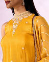Mohey Women Yellow Tissue Palazzo Suit with Cutdana Work