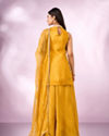 Mohey Women Yellow Tissue Palazzo Suit with Cutdana Work