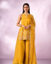 Mohey Women Yellow Tissue Palazzo Suit with Cutdana Work