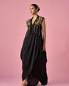 Mohey Women Black Satin Indo Western with Sequin Work