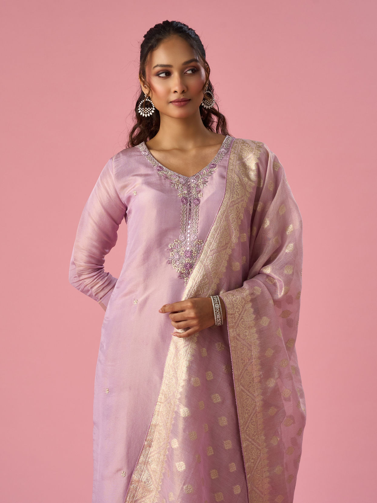 Mohey Women Pink Art Silk Anarkali Suit