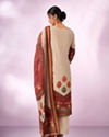 Mohey Women Cream Chinon Stitched Suit with Hand Embroidery