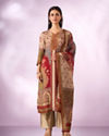 Mohey Women Green Chinon Stitched Suit with Hand Embroidery