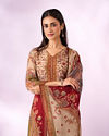 Mohey Women Green Chinon Stitched Suit with Hand Embroidery