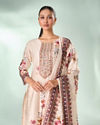 Mohey Women Cream Art Silk Stitched Suit with Embroidery