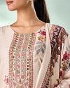 Mohey Women Cream Art Silk Stitched Suit with Embroidery