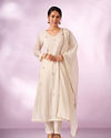 Mohey Women Cream Silk Anarkali Suit with Hand Embroidery