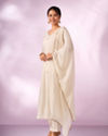 Mohey Women Cream Silk Anarkali Suit with Hand Embroidery