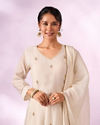 Mohey Women Cream Silk Anarkali Suit with Hand Embroidery