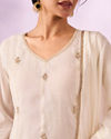 Mohey Women Cream Silk Anarkali Suit with Hand Embroidery