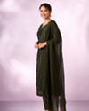 Mohey Women Green Silk Anarkali Suit with Hand Embroidery