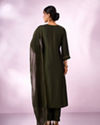 Mohey Women Green Silk Anarkali Suit with Hand Embroidery