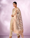 Mohey Women Cream Silk Stitched Suit with Hand Embroidery