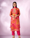 Mohey Women Pink Chinon Stitched Suit with Hand Embroidery