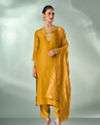 Mohey Women Mustard Yellow Tissue Stitched Suit with Embroidery