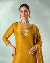 Mohey Women Mustard Yellow Tissue Stitched Suit with Embroidery