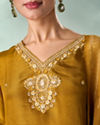 Mohey Women Mustard Yellow Tissue Stitched Suit with Embroidery