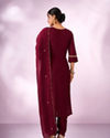 Mohey Women Maroon Silk Stitched Suit with Hand Embroidery