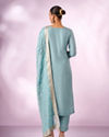 Mohey Women Light Blue Silk Stitched Suit with Embroidery