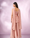 Mohey Women Peach Tissue Palazzo Suit with Hand Embroidery