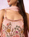 Mohey Women Peach Tissue Palazzo Suit with Hand Embroidery