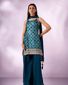 Mohey Women Blue Art Silk Palazzo Suit with Sequin Work