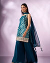 Mohey Women Blue Art Silk Palazzo Suit with Sequin Work