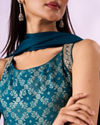 Mohey Women Blue Art Silk Palazzo Suit with Sequin Work