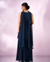 Mohey Women Indigo Blue Georgette Palazzo Suit with Sequin Work