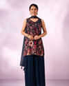Mohey Women Indigo Blue Georgette Palazzo Suit with Sequin Work