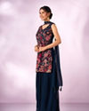 Mohey Women Indigo Blue Georgette Palazzo Suit with Sequin Work