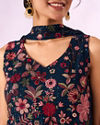 Mohey Women Indigo Blue Georgette Palazzo Suit with Sequin Work
