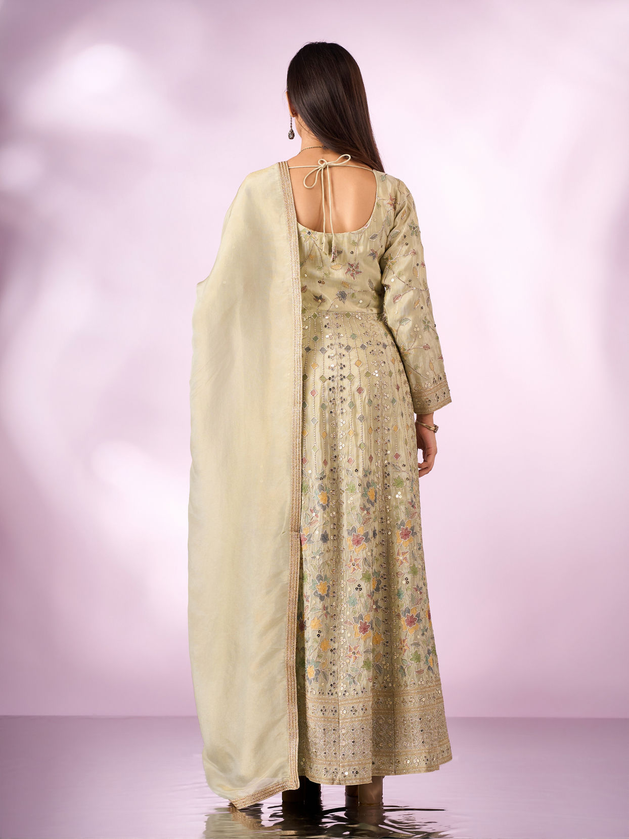 Mohey Women Green Chinon Kurti with Sequin Work