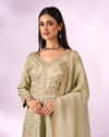 Mohey Women Green Chinon Kurti with Sequin Work