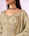 Mohey Women Green Chinon Kurti with Sequin Work