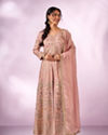 Mohey Women Light Pink Chinon Kurti with Sequin Work