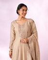 Mohey Women Cream Silk Anarkali Suit with Embroidery