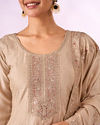 Mohey Women Cream Silk Anarkali Suit with Embroidery
