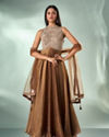 Mohey Women Green Organza Anarkali Suit with Hand Embroidery