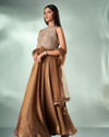 Mohey Women Green Organza Anarkali Suit with Hand Embroidery