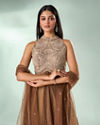 Mohey Women Green Organza Anarkali Suit with Hand Embroidery
