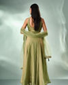 Mohey Women Green Organza Anarkali Suit with Hand Embroidery