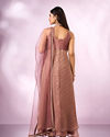 Mohey Women Dusty Pink Organza Anarkali Suit with Hand Embroidery